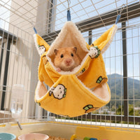 Double Layer Small Animal Hammocks for Cage, Padded Flannel Ferret Hammock, L Size 34x34cm Hanging Fleece Bed for Squirrel and Chinchilla Use