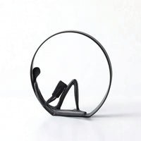 Human Figure Sculpture Compact Sculpture with Circular Hoop Creative Thinker Statue for Simplicity Lovers