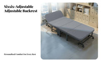 Four-fold Lounger Foldable Single Bed Portable Space-saving Design Durable Metal Frame Convenient Mattress Pad Suitable for Office Workers Caregivers Dormitory Small Apartment