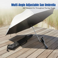 1 Piece Portable Beach Chair Umbrella 360° Rotating Camping Shade Outdoor Sun Shelter UV Safe Material Adjustable Function Suitable for Fishing Hiking Beach