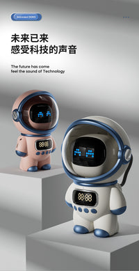 Astronaut Smart Bluetooth Speaker Alarm Clock with FM Radio, TF Card, and AI Intercom