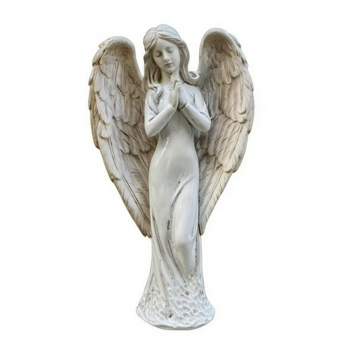 Praying Angel Sculpture Gray Praying Angel Figurine Serene for Desk