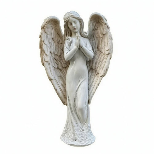 Praying Angel Sculpture Gray Praying Angel Figurine Serene for Desk
