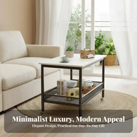 2-Tier Rolling End Table Movable with casters Household Furniture Space-Saving
