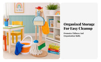 Storage Rack Kids Cleaning Play Set Early Learning Kids Broom Mop Set Plastic Heads Child Playset Colored Parts for Children