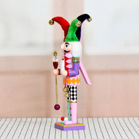 38cm Colorful Clown Nutcracker Wooden Decorative Figurine Christmas Ornament