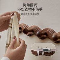 Creative Solid Wood Wall Hook Rail with Adhesive, No Drilling, for Clothes, Bags, Hats, 8 Hooks