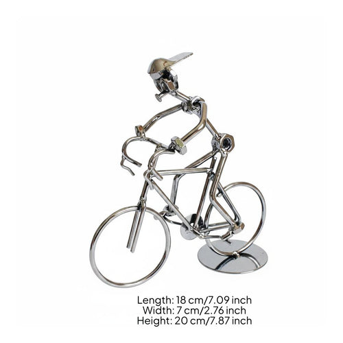 Iron Bike Figurine Artisanal Metal Cycle Sculpture Static Model