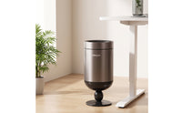 Stainless Steel Trash Can with Wheels Pedestal Trash Bin with Wheels Portable Wastebasket Rust-Resistant for Office