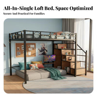 Multifunctional Loft Bed Nordic Design Steel Frame Elevated Bed Multiple Configurations for Students, Young Adults, Small Apartment, Dorm Room