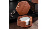 Hexagonal Coffee Filter Holder with Cutout Wooden Coffee Filter Holder Compact Organizer Solid Wood for Baristas, Kitchen Counter