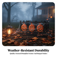 4 Pieces Halloween Fence with Stakes | Outdoor, Festive, Jack-O'-Lantern Fence Panel, for Yard