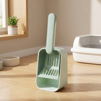 Cat Litter Sifter with Holder, Deep Basket Litter Scooper, Slotted Sand Sifter for Cats and Kittens, Cat Waste Scooper for Litter Cleaning Tool