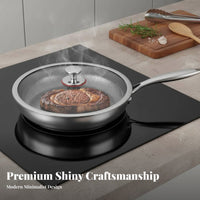 Hammered Non-Stick Skillet Coating-without Hammered Pan Non-Stick Skillet Easy to Clean Stainless Steel Frying Pan
