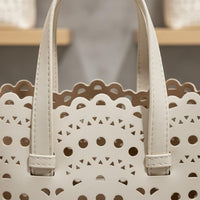 Crossbody Tote Bag Carved Pattern Handbag Structured Shape