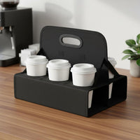 6 Cup Beverage Carrier Sturdy Base Foldable Drink Tote Reusable Cup Holder for Parties, Food Delivery, Outdoor Events