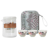 Compact Portable Tea Brewing Set Food-Safe Glaze Gongfu Tea Set Filter Hole for Outdoor, Office