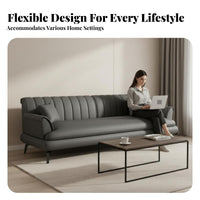 3-Seater Straight Sofa Genuine Leather 3-Seater Couch Small-Space suitable Household Furniture for Homeowners, Pet Owners, Living Room, Reception Area