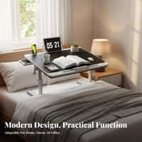Foldable Design Adjustable Folding Table Tilting Top Adjustable Folding Stand Multi-Functional Bed Tray Anti-Slip Baffle for Students, Telecommuting Workers, Adults, Bedroom, Dorm Room, Floor, Home Away Ice