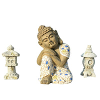 Garden Ornament with Mosaic Finish Zen-Style Buddha Statue Versatile for Patio