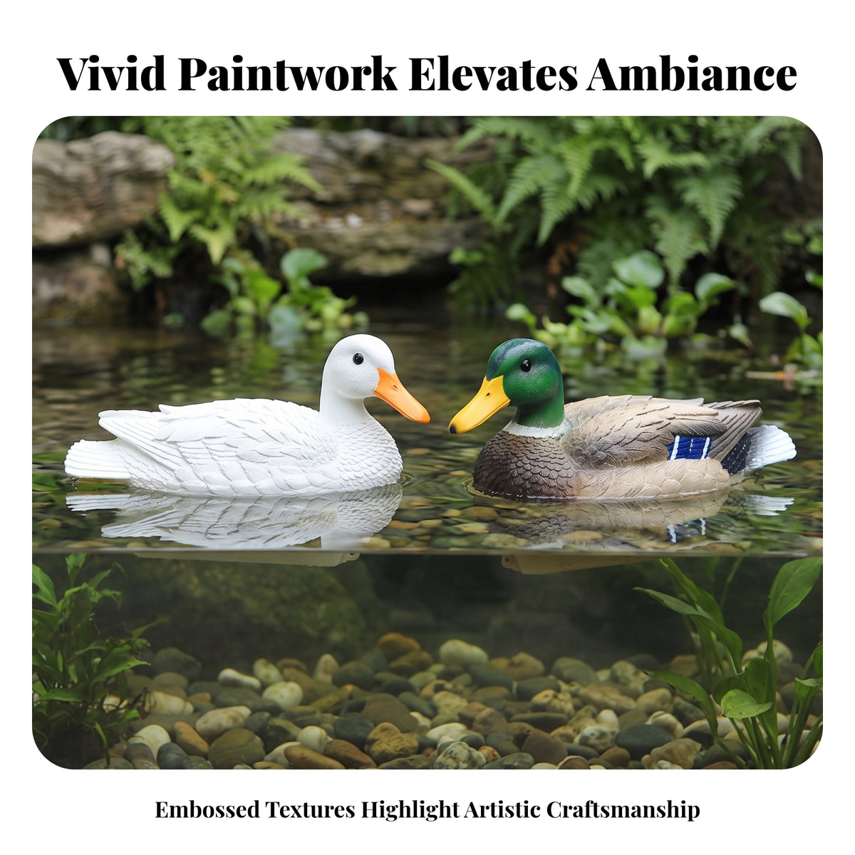 Decorative Floating Duck Realistic Pond Ornament with Textured Feathers Outdoor Decoy Duck Weather-Resistant for Gardeners, Fountains