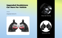 Car Horn Kit, High/Low Tone, 12V Electric Replacement