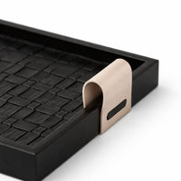 Leather Wood Tray - Light Luxury Decor