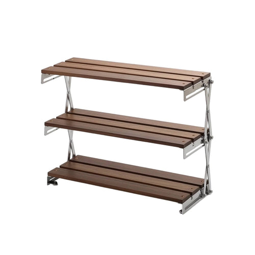 Desktop Storage Rack with Wood Shelf No-Installation Folding Shelf Low-Profile