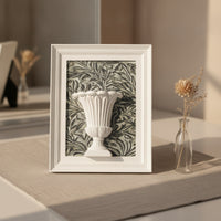 Resin Decorative Frame Freestanding Frame with Flower-Pot Motif Classical Urn Relief Plaque for Entryway Console, Bookshelf, Side Table