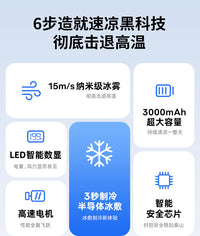 跨境2026手持喷雾制冷小风扇数显冰雾迷你风炮户外便携降温神器