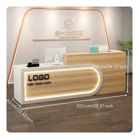 Salon Reception Counter Multifunctional Modern Reception Desk Cashier Checkout Stand Easy to Clean Particle Board Melamine Finish Scratch Resistant Waterproof Suitable for Receptionists Barbershop Retail Store