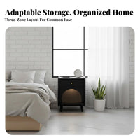 Single-Drawer End Table with Open Shelf Sturdy Construction Nightstand