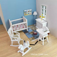 1:12 Scale Dollhouse Mini Wooden Bedroom Furniture Set for BJD Dollhouse Children's Room