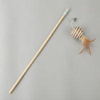 Cat Teaser Wand Wooden Cat Wand with Feathers Indoor for Chase Sessions, Kittens