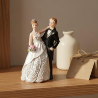 Wedding Cake Topper European Design Bride and Groom Figurine Elegant Bride and Groom Statue for Newlyweds, Couples, Bridal Shower