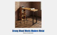 Nordic High Bar Table and Chair Set, Hardwood, Minimalist, Wall-Mounted, Living Room, Small Space