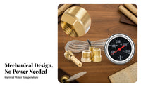 Dual Scale Mechanical Water Temperature Gauge Capillary Tube Car Water Temperature Gauge Brass Adapters Vehicle Instrument Black Dial