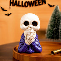 Halloween Resin Skull Figurine with Laughing Expression