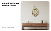 Vintage Brass Clock Quiet Mechanism 3D Decorative Clock Non-Ticking Home Decor for Living Room, Entryway, Office