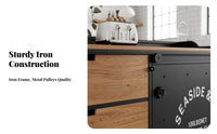 Metal and Wood Construction rustic hall table Table with Drawers Vintage Design Freestanding highlight Cabinet adaptable Sideboard Easy Assembly for Decor aficionados, Apartment Dwellers, Dining Room, Coffee Corner, Kitchen, Entryway