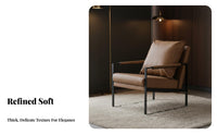 Upholstered Armchair with Metal Frame Light Luxury with Design Cafe Seating Easy to Clean Ergonomic Design for Coffee Shop