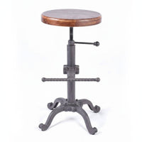 Retro Design Adjustable Industrial Stool With Footrest Counter Chair Stable Base Seating Furniture Swivel Function for Homeowners, Business Owners, Interior Designers, Cafe, Restaurant, Dining Room, Kitchen