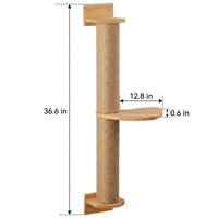 Cat Scratcher Wall Mounted Wooden Toy Accessory, Vertical Pad for Indoor Cats, Space Saving Large Animal Surface