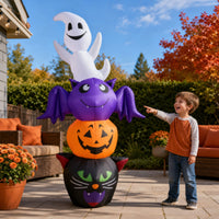 stackable specters with Black Cat and Pumpkin Spooky Halloween Inflatable Giant Inflatable Yard Decoration for Porch