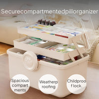 Large Capacity 3-Tier Medicine Organizer Box, Portable