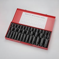 35 Pieces Deep Socket Set with Storage Case Organized Mechanics Tool Set High Rotational Force Mechanic Tool Kit with Screwdriver Bits Long-Lasting for Workshop
