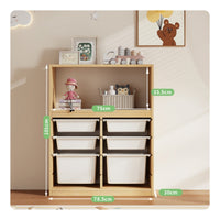 Child S Toy Storage Cabinet Shelf Organizer Solid Wood Construction Child-friendly Design Wooden Cubby Spacious Bins Suitable for Toddlers Infants Playroom Bedroom Home Decoration