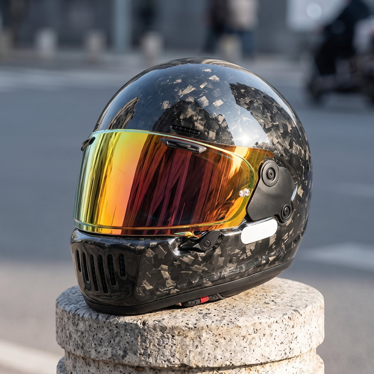 Carbon Comprehensive Coverage Face | Fiberglass, Full Face Motorbike Helmet, for long-distance riding
