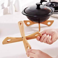Cross Pot Stand Long-Lasting Bamboo Trivet Non-Slip for Dining Table