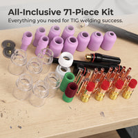 71-Piece TIG Welding Torch Accessory Kit for WP-17, WP-18, WP-26